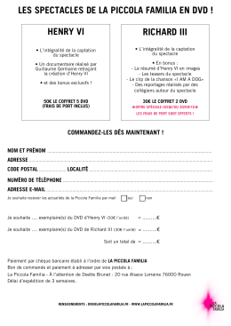 Bon de commande - La Piccola Familia