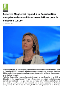Federica Mogherini répond à la Coordination europénne des