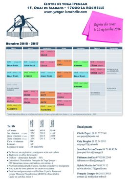 horaires - Centre de Yoga Iyengar de La Rochelle