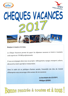 Bonjour à toutes et à tous, Le Chèque Vacances
