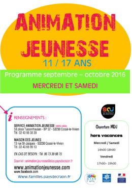 Programme septembre / octobre 2016