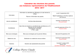 Calendrier des &eacute;lections