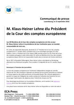 FR M. Klaus-Heiner Lehne élu Président de la Cour des