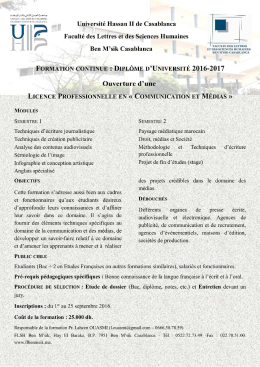 Communication et M&eacute;dias - Facult&eacute; des Lettres et des Sciences