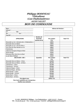 Bon de commande - EARL PHILIPPE BODINEAU