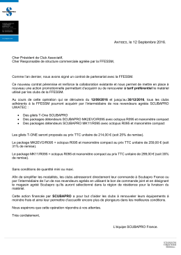 Courrier partenariat FFESSM - FFESSM-Provence