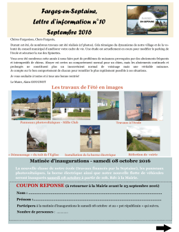 Farges-en-Septaine, Lettre d`information n°10 Septembre 2016