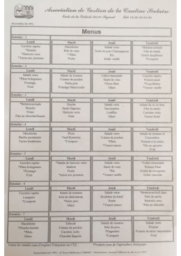menus cantine