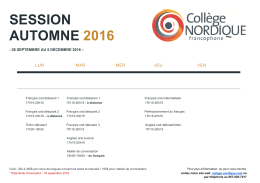 session automne 2016 - Collège nordique francophone