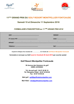Règlement 11 éme Grand Prix de Montpellier Fontcaude 2016
