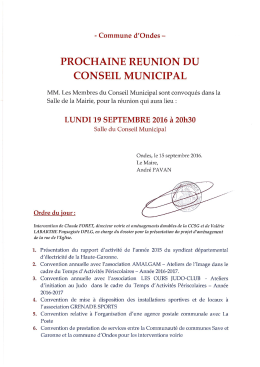Télécharger l`ordre du jour du Conseil Municipal
