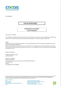 Coupure &eacute;lectricit&eacute; 30 09 2016