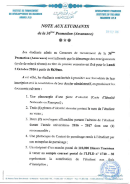 Note relative aux formalit&eacute;s d`inscription des Etudiants de la