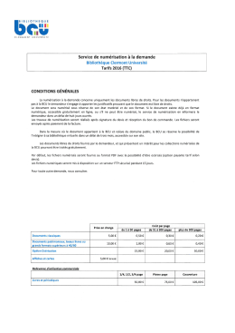 tarifs suivants - Bibliothèques