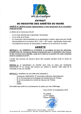 Page 1 EXTRAIT DU REGISTRE DES ARRÊTÉS DU MAIRE