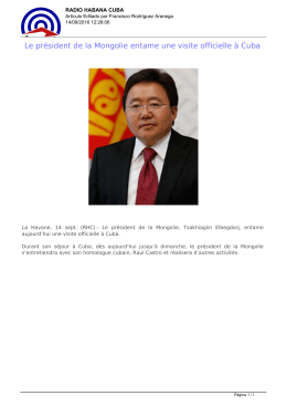 Le président de la Mongolie entame une visite officielle à Cuba