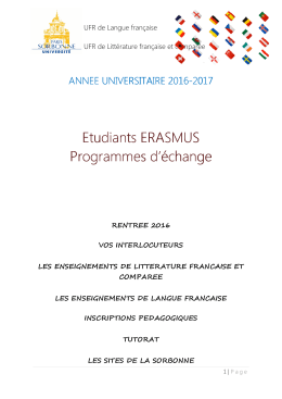 Brochure ERASMUS 2016-2017 - Université Paris