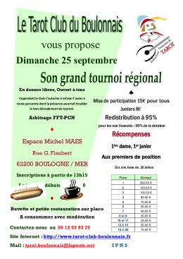 vous propose 11162015 - Tarot Club du Boulonnais