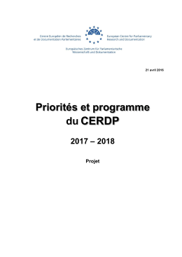 CERDP Priorités et programme 2017-2018