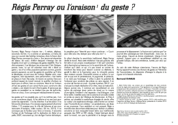 Régis Perray ou l`oraison du geste