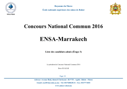 Liste des candidats du CNC admis à l`ENSA de Marrakech