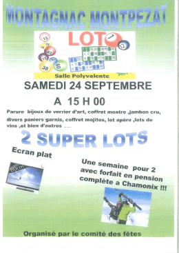 24 septembre 2016 Loto. - Site officiel de la mairie de Montagnac