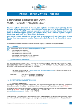 LANCEMENT ARIANESPACE VV07 : VEGA – PerúSAT
