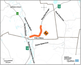 Carte de localisation du chantier dans la c&ocirc;te &agrave; Matou, sur le rang
