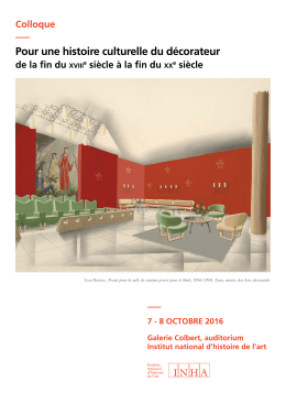 Affiche colloque - Pour une histoire culturelle du décorateur