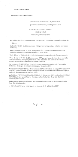 Benin - Loi de finances pour 2010 (www.droit-afrique