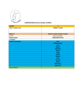 CONVOCATIONS U16-U17 Samedi 17/09/16 EQUIPE 1 Heure