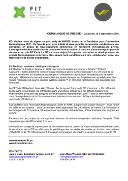 Communiqué de presse - Fondation pour l`Innovation