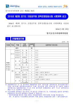 2016년 제3회 경기도 지방공무원 경력경쟁임용시험 시행계획 공고