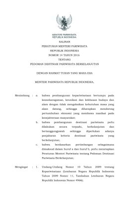 salinan peraturan menteri pariwisata republik indonesia