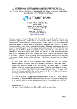 Jakarta, 16 Juni 2003 - PT. Bank J TRUST Indonesia Tbk