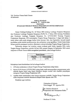 Surat Edaran Nomor 15 tentang Evaluasi Tingkat Bunga