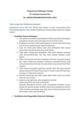 Pengumuman Pelelangan Terbuka PT. Indonesia Comnets