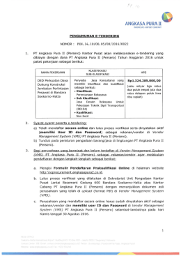 pengumuman e-tendering pekerjaan ded perkuatan