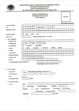 Formulir Pendaftaran Beasiswa Bank Nagari 2016