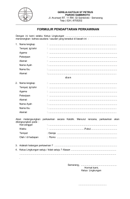 formulir pendaftaran perkawinan - Gereja Katolik St.Petrus Sambiroto