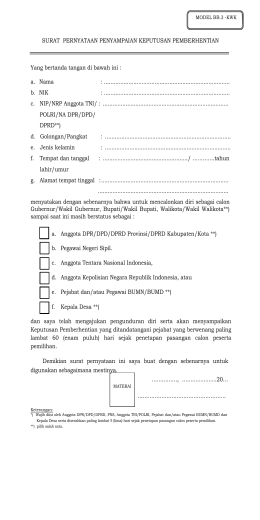 Formulir Model BB.3-KWK - Komisi Independen Pemilihan Aceh Besar
