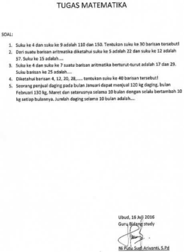 Page 1 EDAL: TUGAS MATEMATIKA Suku ke 4 dan suku