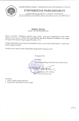 Surat Tugas Nomor 74 Tahun 2016 Tentang Tim Cash Opname dan