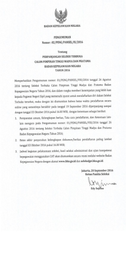 Page 1 BADAN KEPEGAWAIAN NEGARA PENGUMUMAN Nomor