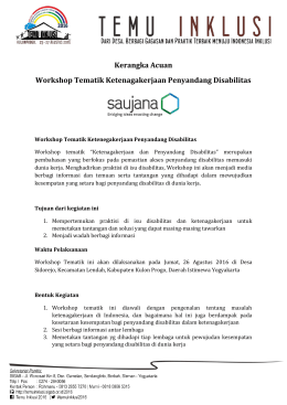 TOR Workshop Tematik “Ketenagakerjaan Penyandang Disabilitas