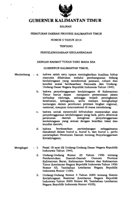 Page 1 : GUBERNUR KALIMANTAN TIMUR Menimbang Mengingat