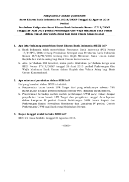 FREQUENTLY ASKED QUESTIONS Surat Edaran Bank Indonesia