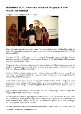 Mahasiswa UGM Menerima Beasiswa Bergengsi KPMG ASEAN