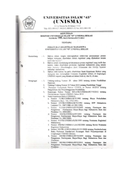 Page 1 UNIVERSITAS ISLAM &ldquo;45&rdquo; (UNISMA) II : il Meutia No. 83