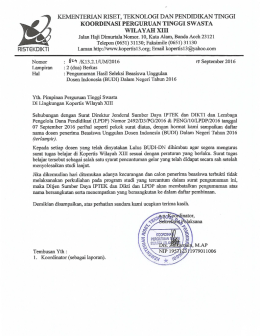 Surat Budi DN - Kopertis XIII